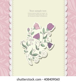 Abstract hand drawn doodle vintage floral artwork for kid, child, baby shower card, Happy birthday, wedding invitation, valentines day, congratulation, textile design. Vector illustration.