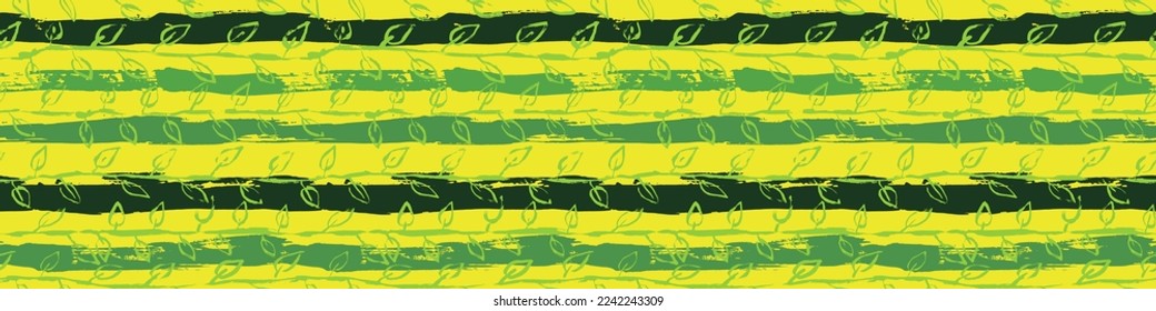 Abstract Hand Drawn Dry Brush Vector Seamless Leaves Pattern
