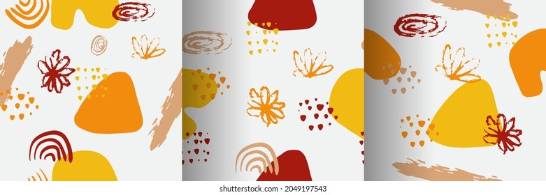 Abstract hand drawn element seamless pattern for fashion, banner, cover. Boho poster design style
