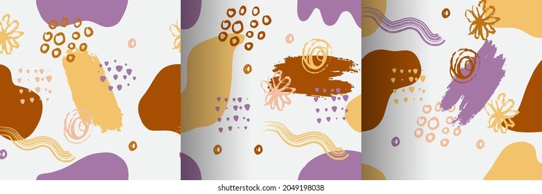 Abstract hand drawn element seamless pattern for fashion, banner, cover. Boho poster design style