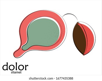 Abstract hand drawn fig vector artistic logo isolated on white. Line art artistic illustration with texture. Retro flat colors organic natural Eco food design. Organic healthy vegan doodle.