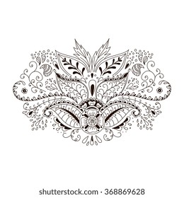 Abstract hand drawn floral background  in doodle or henna mehndi style made by trace from personal sketch.  Abstract background, cover for bag, notebook, datebook, knapsack, package, T-shirt. 