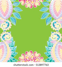 An abstract hand drawn floral frame