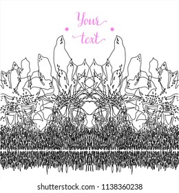 Abstract hand drawn floral pattern with lily flowers. Vector illustration. Element for design.