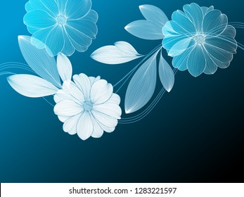 Abstract  hand drawn floral pattern with dahlia flowers. Vector illustration. 