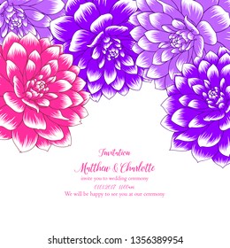 Abstract  hand drawn floral pattern with dahlia flowers. Vector illustration. Element for design.