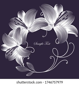 Abstract  hand drawn floral pattern with lily flowers. Vector illustration. Element for design.
