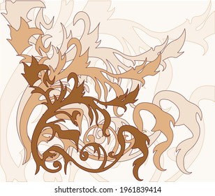Abstrakte, handgezeichnete Blumenmuster mit Lilienblumen. Vektorgrafik. Gestaltungselement
