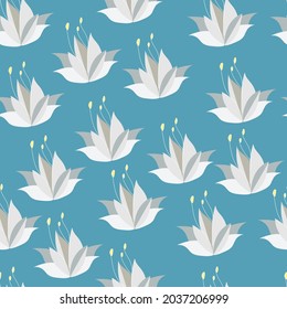 Abstract hand drawn floral pattern with lily flowers. Vector illustration. Element for design.