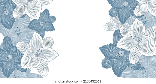 Resumen de patrones florales dibujados a mano con flores de lirio. Ilustración vectorial. 