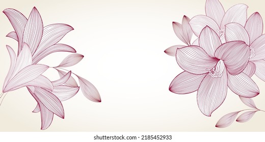 Abstract  hand drawn floral pattern and lily flowers  Vector illustration  
