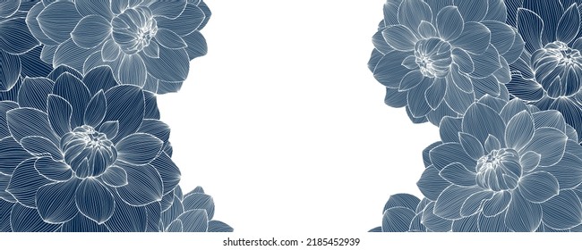Abstract  hand drawn floral pattern with dahlia flowers. Vector illustration. Element for design.