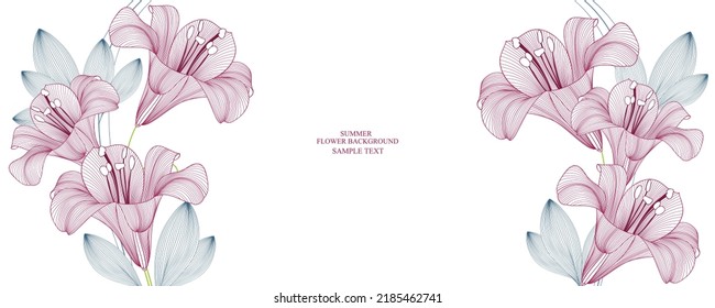 Abstract  hand drawn floral pattern with lily flowers. Vector illustration. 