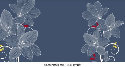 Abstrakte, handgezeichnete Blumenmuster mit Lilienblumen. Vektorgrafik. 