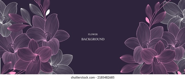 Abstract  hand drawn floral pattern with lily flowers. Vector illustration. Element for design. Congratulations on March 8 for women.