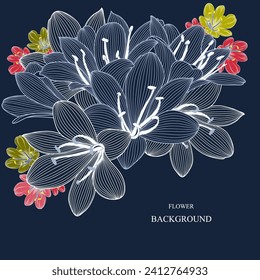 Abstract  hand drawn floral pattern with clivia flowers.. Vector illustration. Element for design.