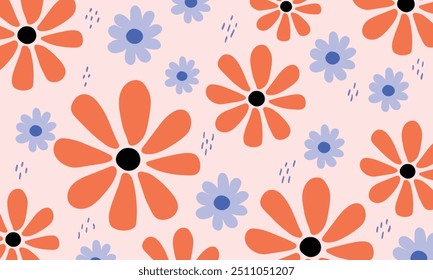 Arte floral dibujado a mano Abstractas del modelo. Espacio colorido de la copia de la Plantilla del fondo de la flor.