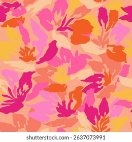 Abstract hand drawn floral pattern, seamless patterns with flowers for fabric, textiles, clothing, printing, packaging, covers, banners, wallpaper, interior decor and backgrounds.