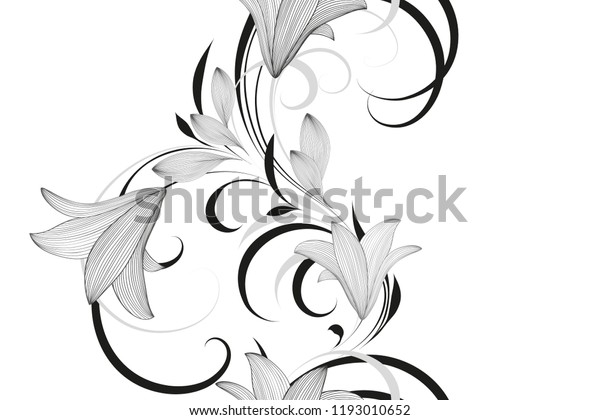 Abstract Hand Drawn Floral Pattern Lily Stock Vector (Royalty Free ...