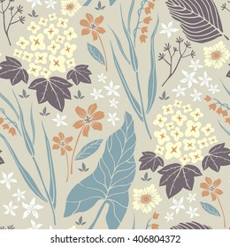 Abstract hand drawn floral vector seamless pattern