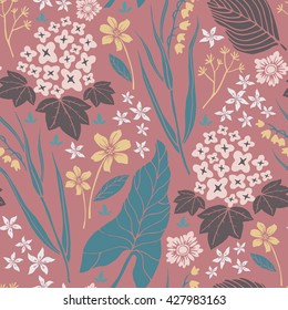 Abstract hand drawn floral vector seamless pattern