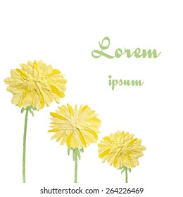 Abstract hand drawn flower background with place for your text. Watercolor dandelions vector illustration.