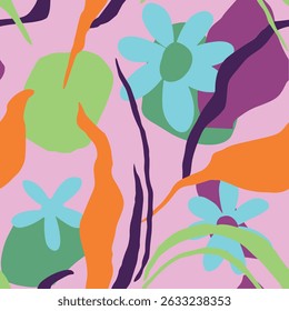 Abstract hand drawn flower decorative pattern. Seamless vector Illustration for textile, fabric, fashion or other uses