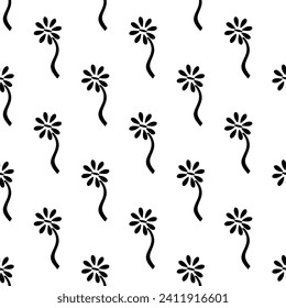 Abstract Hand Drawn Flower Herbal Nature Concept Pattern Floral Decorative Tattoo Fabric Textile Tile Useable Pattern Vector Illustration 