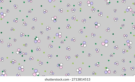 Abstract hand drawn flower on gray background.  Hand drawn design.