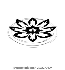 Abstract Hand Drawn Flower Plant Botanic Floral Nature Bloom Doodle Concept Vector Design Outline Style On White Background Isolated