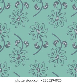 abstract hand drawn flower seamless textile design pattern