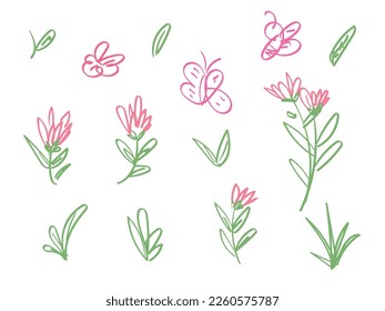 Resumen ilustración de elementos de flores dibujadas a mano