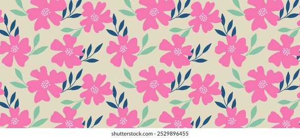 Abstract. Hand drawn flowers pattern seamless background. design for pillow, print, fashion, clothing, fabric, gift wrap. vector.