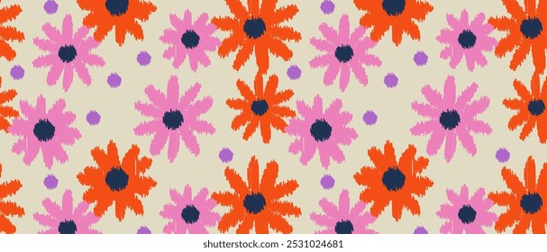 Resumo. Padrão de flores desenhadas à mão plano de fundo sem costura. design para travesseiro, impressão, moda, roupas, tecido, envoltório de presente. vetor.