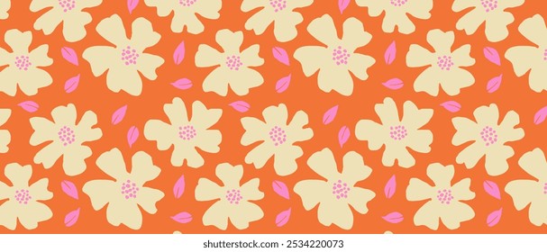 Resumo. Padrão de flores desenhadas à mão plano de fundo sem costura. design para travesseiro, impressão, moda, roupas, tecido, envoltório de presente. vetor.