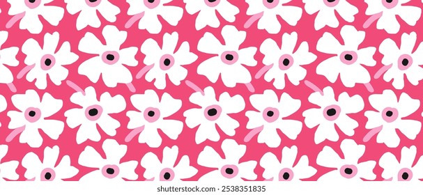 Abstract. Hand drawn flowers pattern seamless background. design for pillow, print, fashion, clothing, fabric, gift wrap. vector.