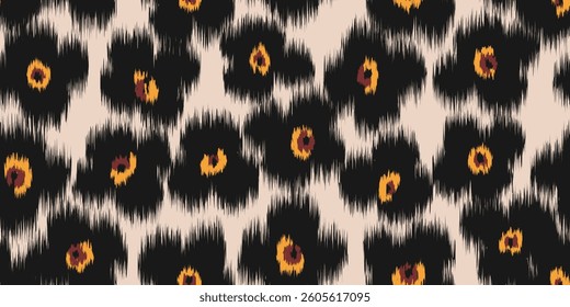Abstract hand drawn flowers, seamless patterns embroidery ethnic style with floral for fabric, textiles, packaging, wallpaper, backgrounds. Modern print in black and white. Vector illustration.