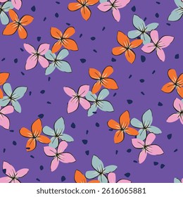 Abstract hand drawn flowers, seamless patterns with floral for fabric, textiles, clothing, poster, cover, banner, wall art, home decor, background. Vector illustration.