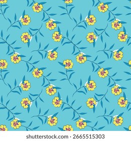 Abstract hand drawn flowers, seamless patterns with floral for fabric, textiles, clothing, poster, cover, banner, wall art, home decor, background. Vector illustration
