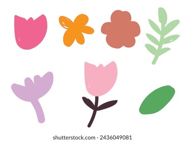 Abstract hand drawn flowers set icon,vector illustration botanical elements design, eps 10.