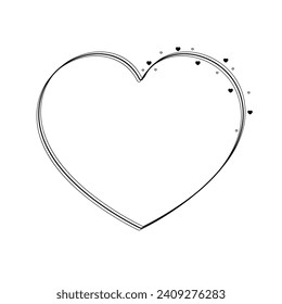Resumen Corazón De Marco Dibujado A Mano Con Plantas Doodle 14 Febrero Concepto De Festividad Diseño Estilo De Esquema Sobre El Fondo Blanco Carta Aislada, Mensaje, Correo, Tarjetas, Carteles