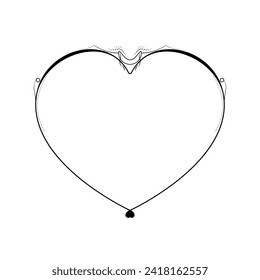 Abstract Hand Drawn Frame Heart With Plants Doodle 14 February Holiday Concept Vector Design Outline Style On White Background Isolated Letter, Message, Mail, Cards, Posters