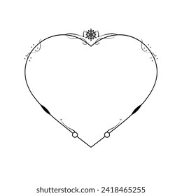 Resumen Corazón De Marco Dibujado A Mano Con Plantas Doodle 14 Febrero Concepto De Festividad Diseño Estilo De Esquema Sobre El Fondo Blanco Carta Aislada, Mensaje, Correo, Tarjetas, Carteles