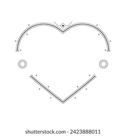 Abstract Hand Drawn Frame Heart With Plants Doodle 14 February Holiday Concept Vector Design Outline Style On White Background Isolated Letter, Message, Mail, Cards, Posters