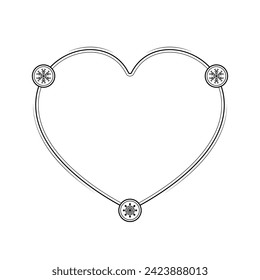 Abstract Hand Drawn Frame Heart With Plants Doodle 14 February Holiday Concept Vector Design Outline Style On White Background Isolated Letter, Message, Mail, Cards, Posters