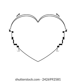 Abstract Hand Drawn Frame Heart With Plants Doodle 14 February Holiday Concept Vector Design Outline Style On White Background Isolated Letter, Message, Mail, Cards, Posters