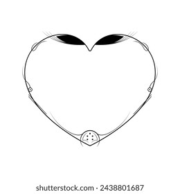 Abstract Hand Drawn Frame Heart With Plants Doodle 14 February Holiday Concept Vector Design Outline Style On White Background Isolated Letter, Message, Mail, Cards, Posters