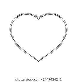Corazón De Marco Dibujado A Mano Abstractas Con Plantas Doodle 14 De Febrero Festiva Concepto Diseño De Vector Estilo De Contorno Sobre Fondo Blanco Carta Aislada, Mensaje, Correo, Tarjetas, Pósters