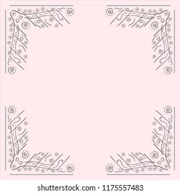 Abstract hand drawn frame on isolated light background. Vector illustration template, design element.