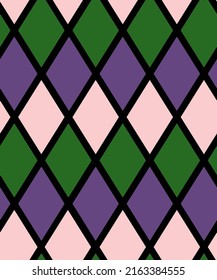 Abstract Hand Drawn Geometric Grid Tile Diamond Argyle Shapes Seamless Vector Pattern Isolated Background